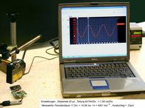 Messung des Axialschlages eines Microdrives mit Signaldarstellung