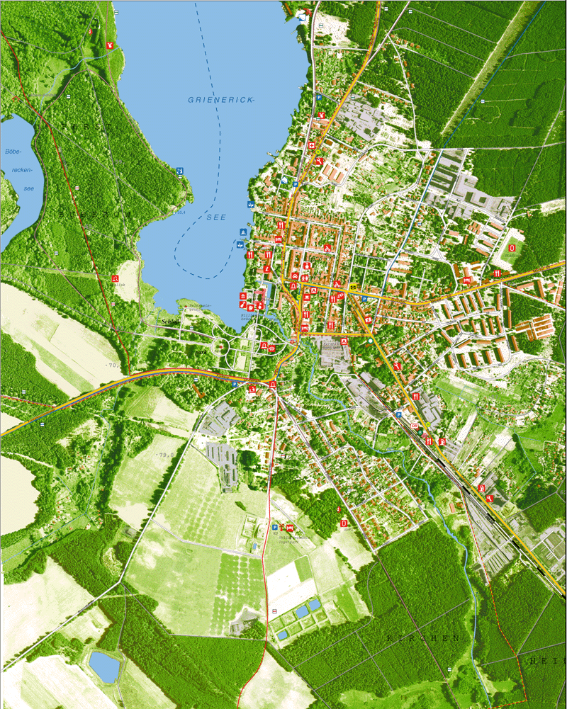 Touristische Luftbildkarte von Rheinsberg